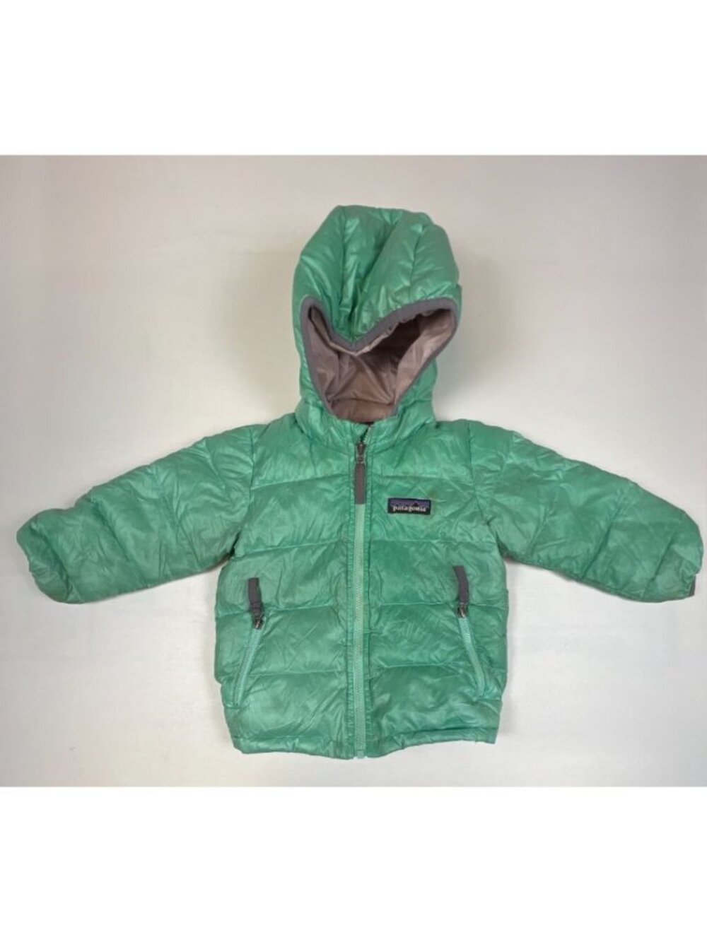 Patagonia Baby Hi-Loft Down Sweater Hoody Jacket Green Size 6-12M
